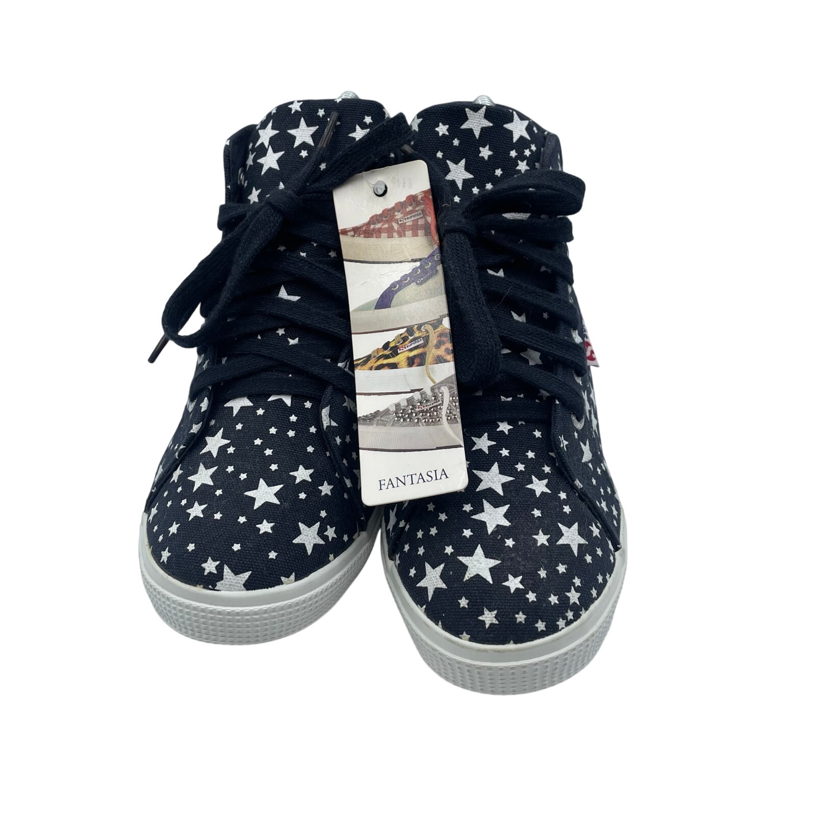 Superga Fantasia High Tops Canvas Blue Stars Shoes Casual Womens 7 — image 3 of 8